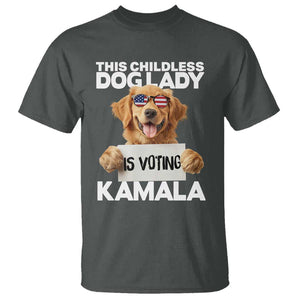 This Childless Dog Lady Is Voting Kamala T Shirt Election Vote Patriotic 2024 Goldlen Sunglasses TS11 Dark Heather Print Your Wear