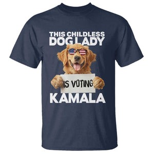 This Childless Dog Lady Is Voting Kamala T Shirt Election Vote Patriotic 2024 Goldlen Sunglasses TS11 Navy Print Your Wear