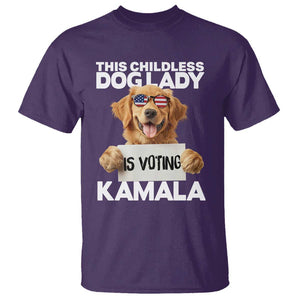 This Childless Dog Lady Is Voting Kamala T Shirt Election Vote Patriotic 2024 Goldlen Sunglasses TS11 Purple Print Your Wear