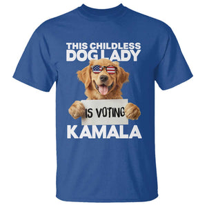 This Childless Dog Lady Is Voting Kamala T Shirt Election Vote Patriotic 2024 Goldlen Sunglasses TS11 Royal Blue Print Your Wear