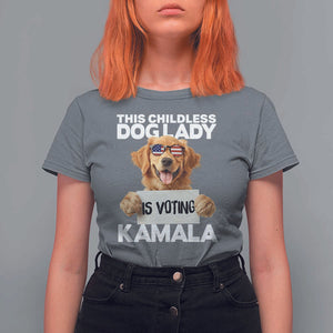 This Childless Dog Lady Is Voting Kamala T Shirt For Women Election Vote Patriotic 2024 Goldlen Sunglasses TS11 Charcoal Print Your Wear