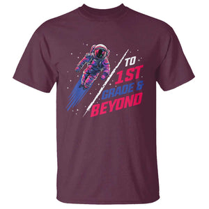 Back To School Space T Shirt To First Grade And Beyond Astronaut TS11 Maroon Print Your Wear