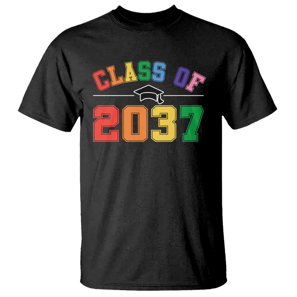 Class Of 2037 T Shirt Grow With Me First Day of School Graduation Mortarboard TS11 Black Print Your Wear