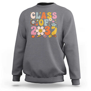 Class Of 2037 Sweatshirt Back To School Retro Groove Flower Pencil Apple TS11 Charcoal Print Your Wear