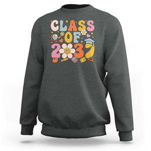 Class Of 2037 Sweatshirt Back To School Retro Groove Flower Pencil Apple TS11 Dark Heather Print Your Wear