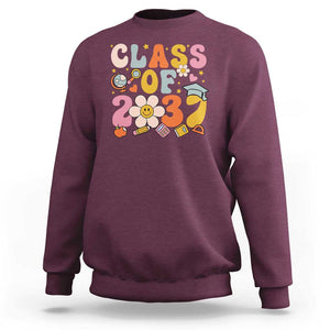 Class Of 2037 Sweatshirt Back To School Retro Groove Flower Pencil Apple TS11 Maroon Print Your Wear