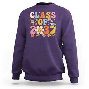 Class Of 2037 Sweatshirt Back To School Retro Groove Flower Pencil Apple TS11 Purple Print Your Wear