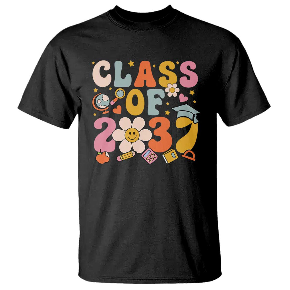 Class Of 2037 T Shirt Back To School Retro Groove Flower Pencil Apple TS11 Black Print Your Wear