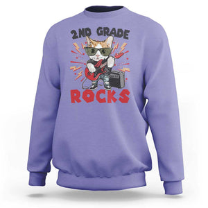 Funny 2nd Grade Rocks Sweatshirt Cat Heavy Metal Guitarist Thunder Star TS11 Violet Print Your Wear