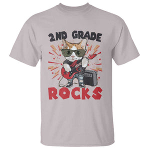 Funny 2nd Grade Rocks T Shirt Cat Heavy Metal Guitarist Thunder Star TS11 Ice Gray Print Your Wear