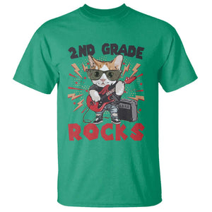 Funny 2nd Grade Rocks T Shirt Cat Heavy Metal Guitarist Thunder Star TS11 Irish Green Print Your Wear