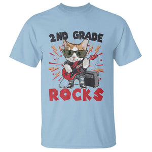 Funny 2nd Grade Rocks T Shirt Cat Heavy Metal Guitarist Thunder Star TS11 Light Blue Print Your Wear