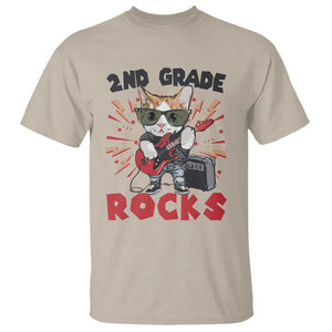 Funny 2nd Grade Rocks T Shirt Cat Heavy Metal Guitarist Thunder Star TS11 Sand Print Your Wear