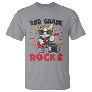 Funny 2nd Grade Rocks T Shirt Cat Heavy Metal Guitarist Thunder Star TS11 Sport Gray Print Your Wear