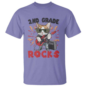 Funny 2nd Grade Rocks T Shirt Cat Heavy Metal Guitarist Thunder Star TS11 Violet Print Your Wear