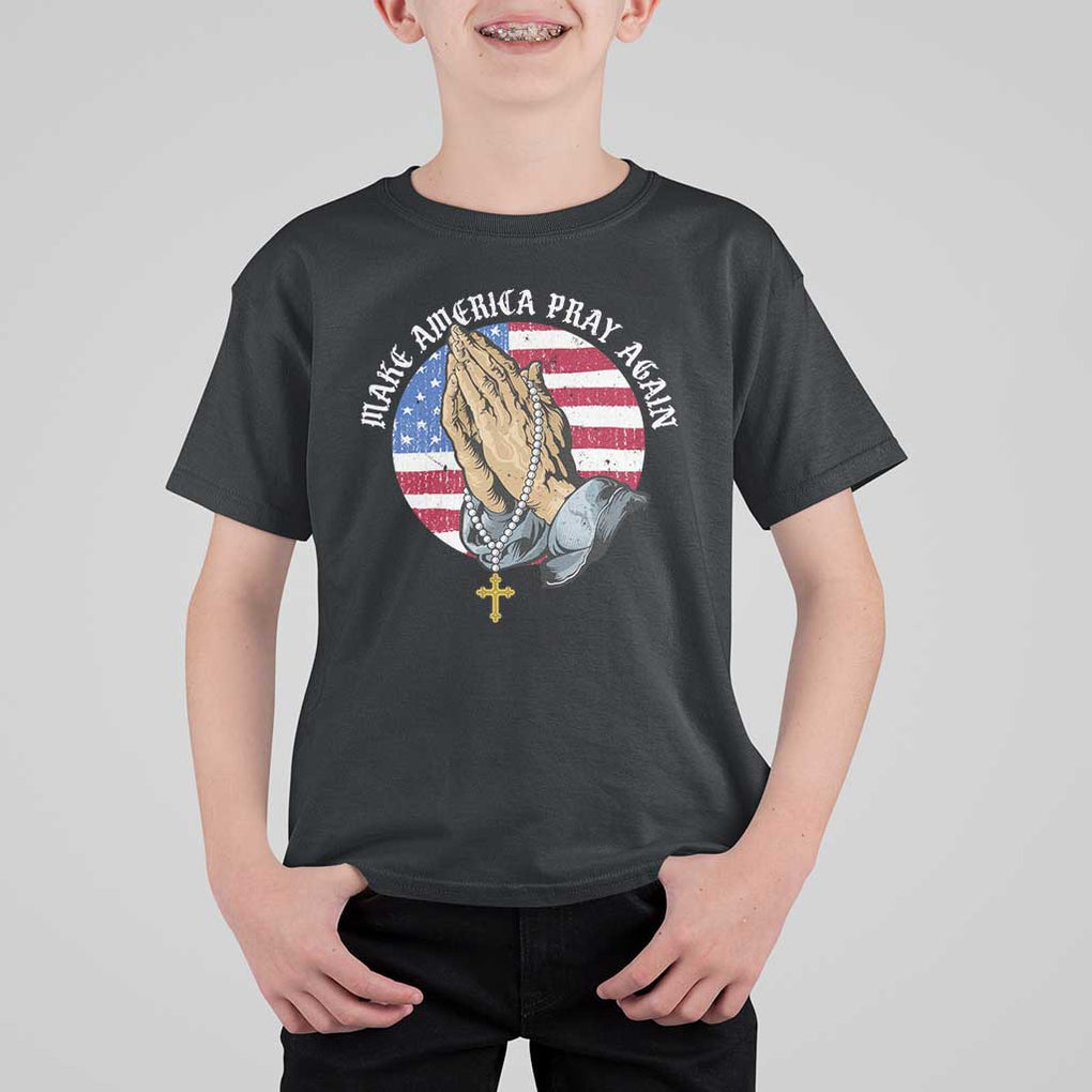 Christian T Shirt For Kid Make America Pray Again USA Patriotic TS11 Black Print Your Wear