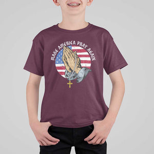 Christian T Shirt For Kid Make America Pray Again USA Patriotic TS11 Maroon Print Your Wear