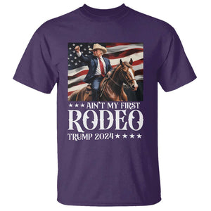 Funny Ain't My First Rodeo Trump 2024 T Shirt Western Cowboy American Flag TS11 Purple Print Your Wear