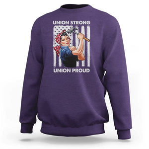 Union Strong Union Proud Sweatshirt Solidarity American Flag Hammer Woman TS11 Purple Print Your Wear