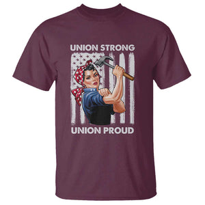 Union Strong Union Proud T Shirt Solidarity American Flag Hammer Woman TS11 Maroon Print Your Wear