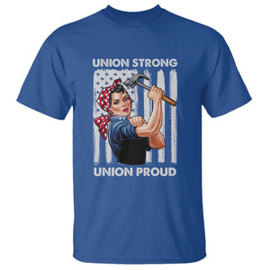 Union Strong Union Proud T Shirt Solidarity American Flag Hammer Woman TS11 Royal Blue Print Your Wear