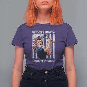 Union Strong Union Proud T Shirt For Women Solidarity American Flag Hammer Woman TS11 Purple Print Your Wear