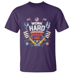 Motivational Quote T Shirt Work Hard Dream Big Labor Day TS11 Purple Print Your Wear