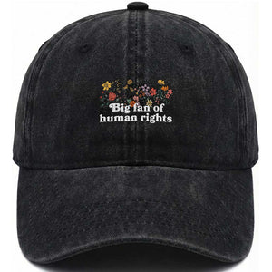 Big Fan Of Human Rights Washed Cotton Baseball Cap Retro Flowers TS11 Print Your Wear