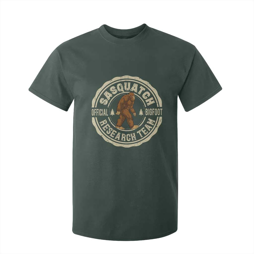 Funny Bigfoot Research Team T Shirt For Kid Retro Official Sasquatch Forest Stroll TS11 Dark Forest Green Print Your Wear