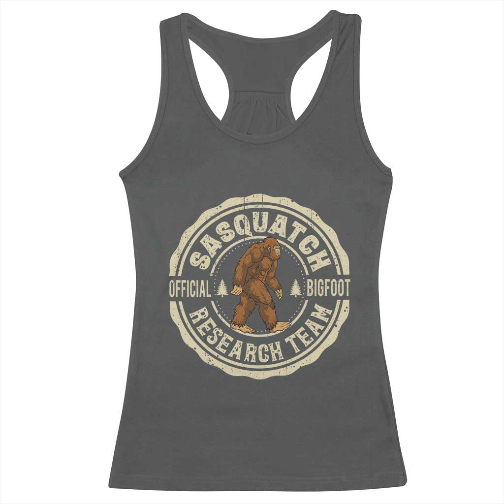 Funny Bigfoot Research Team Racerback Tank Top Retro Official Sasquatch Forest Stroll TS11 Dark Heather Print Your Wear