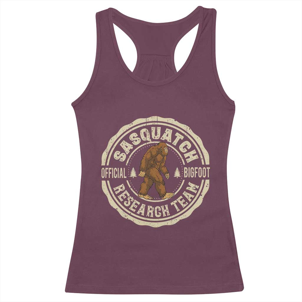 Funny Bigfoot Research Team Racerback Tank Top Retro Official Sasquatch Forest Stroll TS11 Maroon Print Your Wear