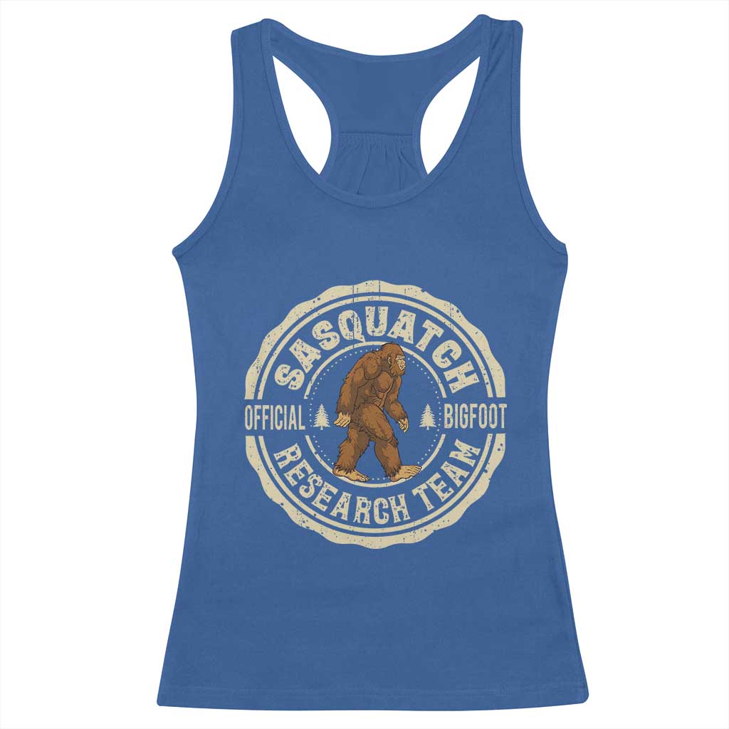 Funny Bigfoot Research Team Racerback Tank Top Retro Official Sasquatch Forest Stroll TS11 Royal Blue Print Your Wear
