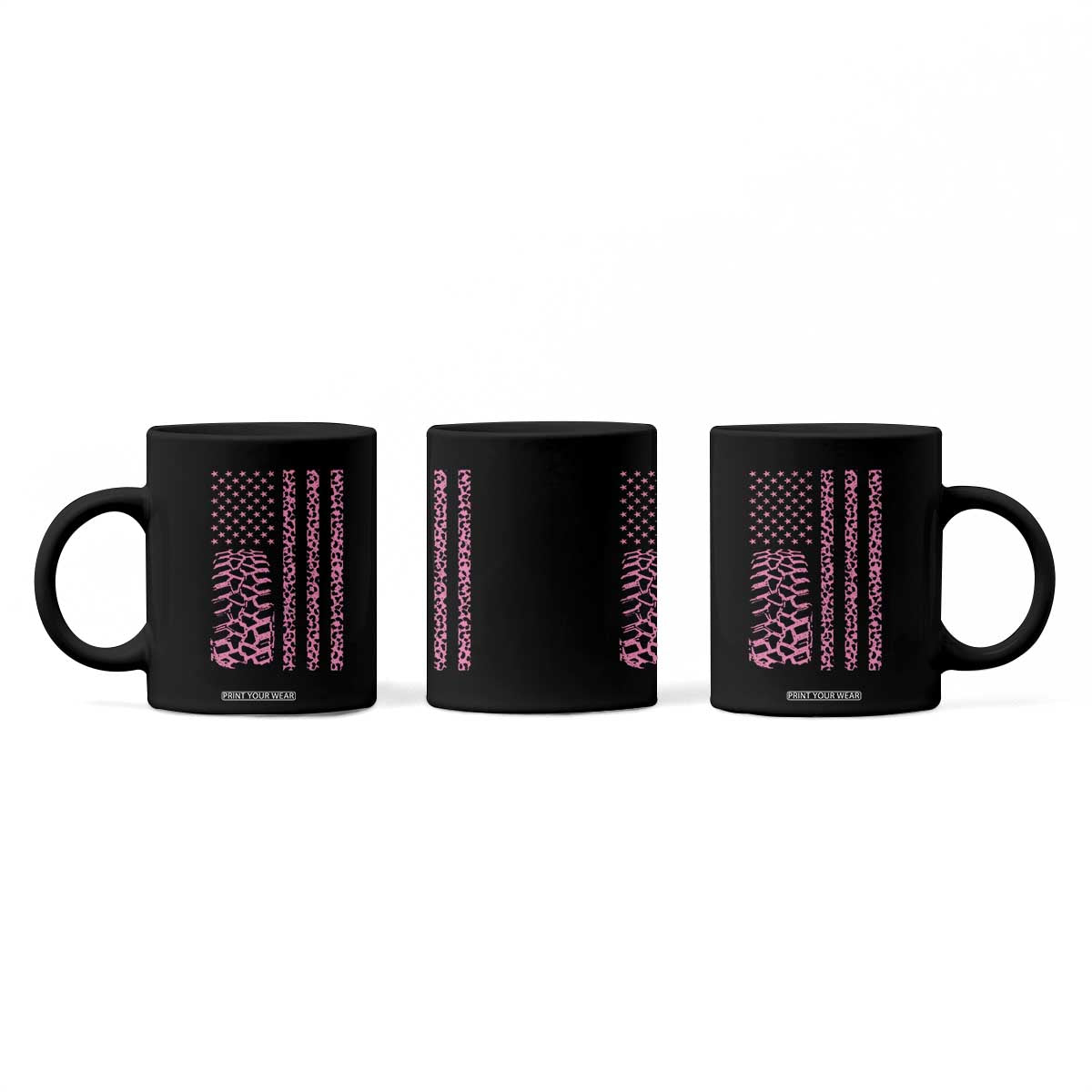Off Road Car Wheel Pink Leopard Print American Flag Coffee Mug TS11 Print Your Wear