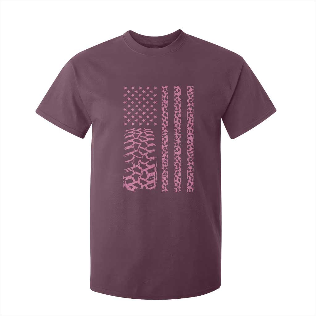 Off Road Car Wheel Pink Leopard Print American Flag T Shirt For Kid TS11 Maroon Print Your Wear