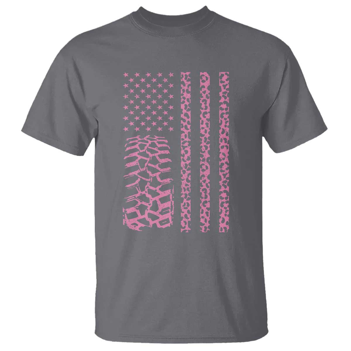 Off Road Car Wheel Pink Leopard Print American Flag T Shirt TS11 Charcoal Print Your Wear