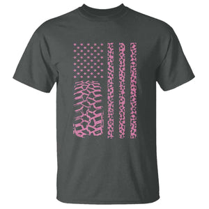 Off Road Car Wheel Pink Leopard Print American Flag T Shirt TS11 Dark Heather Print Your Wear