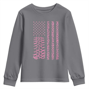 Off Road Car Wheel Pink Leopard Print American Flag Youth Sweatshirt TS11 Charcoal Print Your Wear