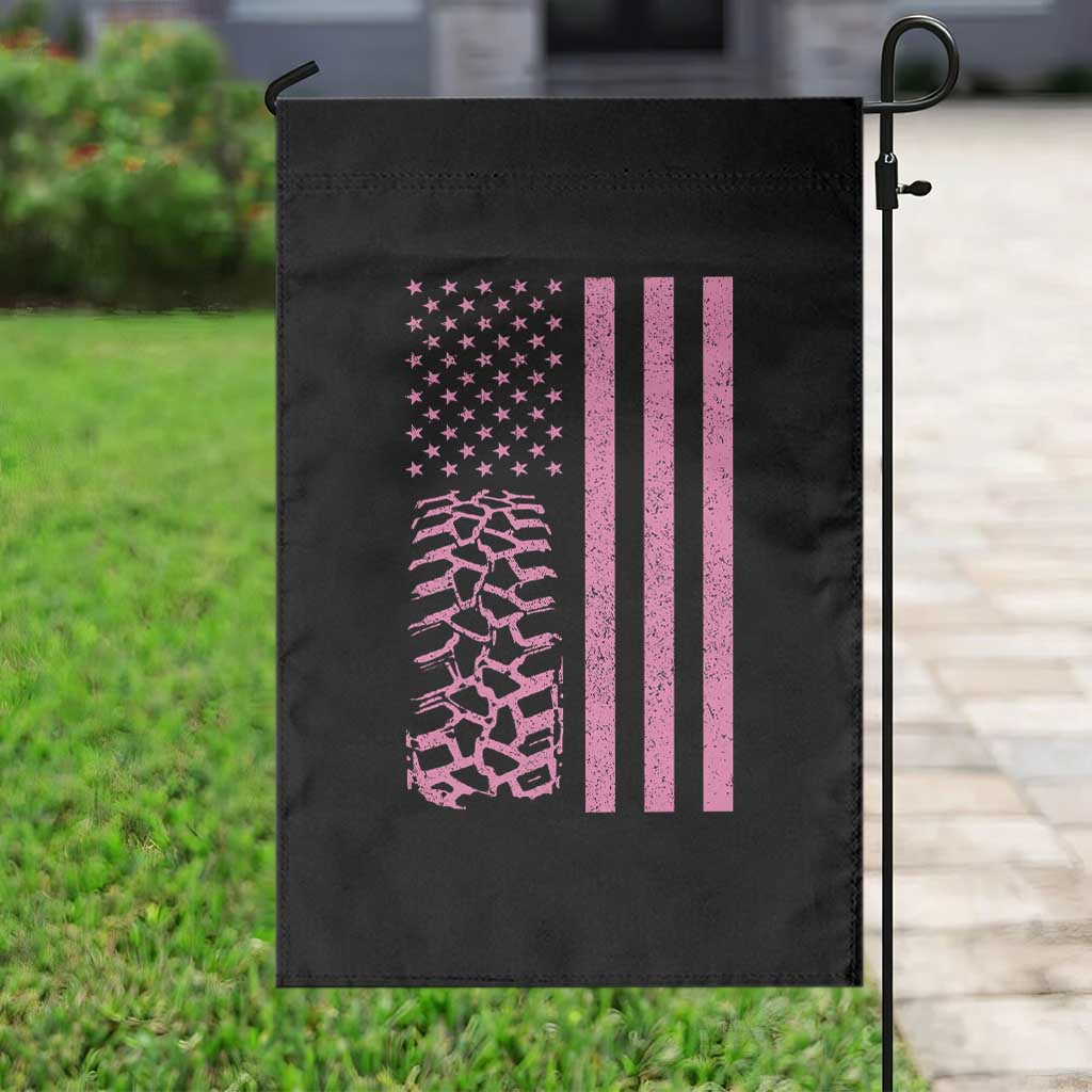 Off Road Car Wheel Vintage Pink American Flag Garden Flag TS11 Print Your Wear