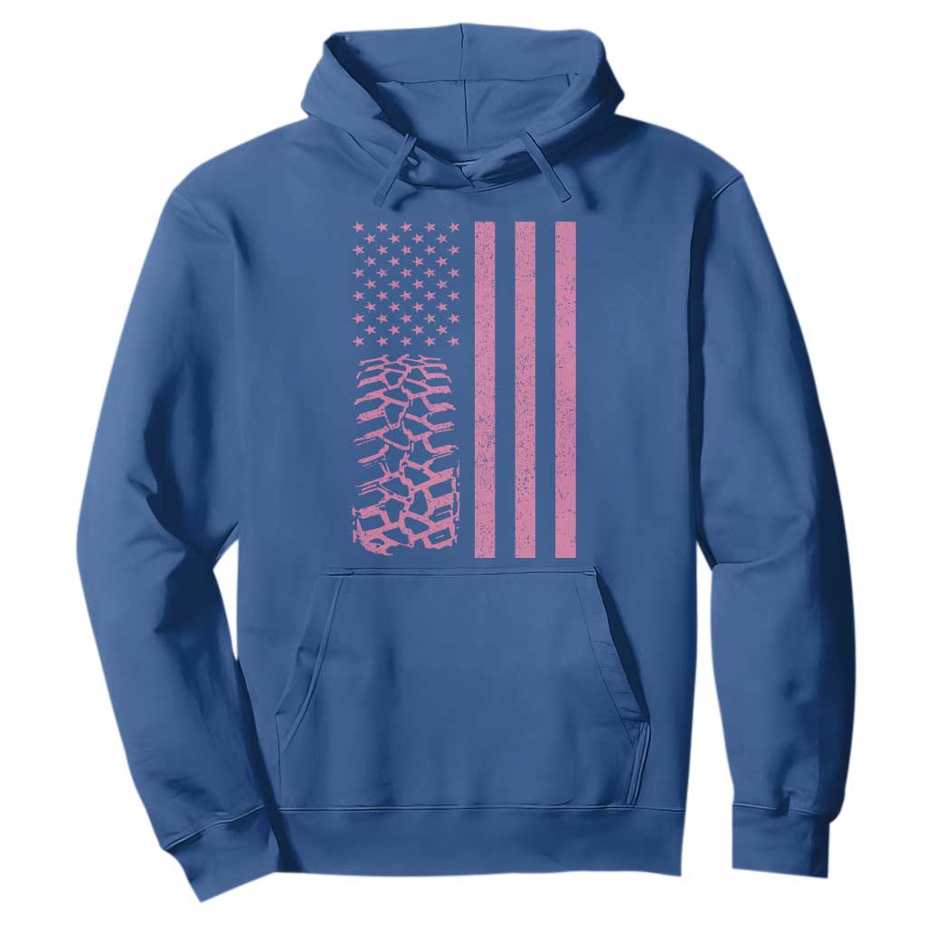 Off Road Car Wheel Vintage Pink American Flag Hoodie TS11 Royal Blue Print Your Wear