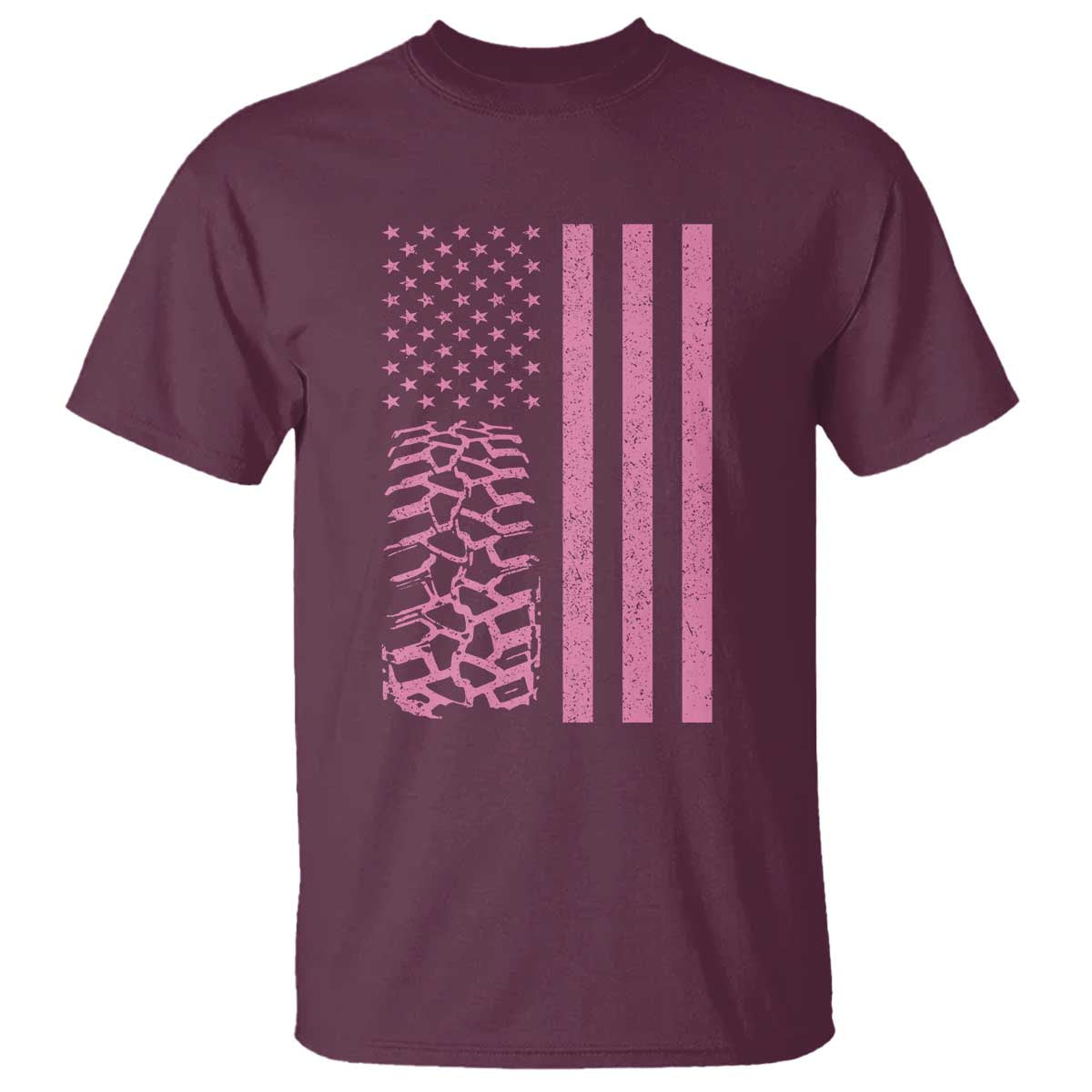 Off Road Car Wheel Vintage Pink American Flag T Shirt TS11 Maroon Print Your Wear
