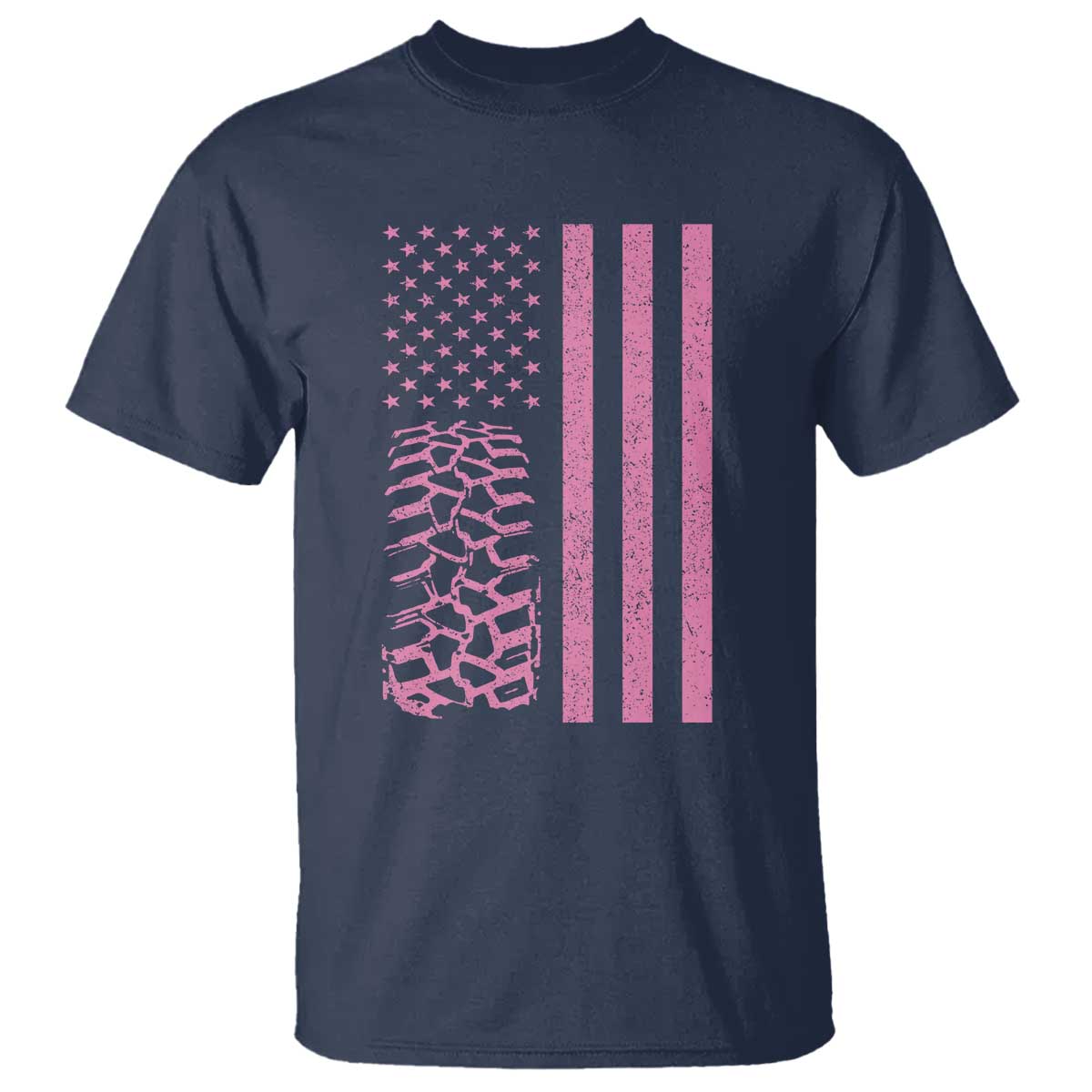 Off Road Car Wheel Vintage Pink American Flag T Shirt TS11 Navy Print Your Wear