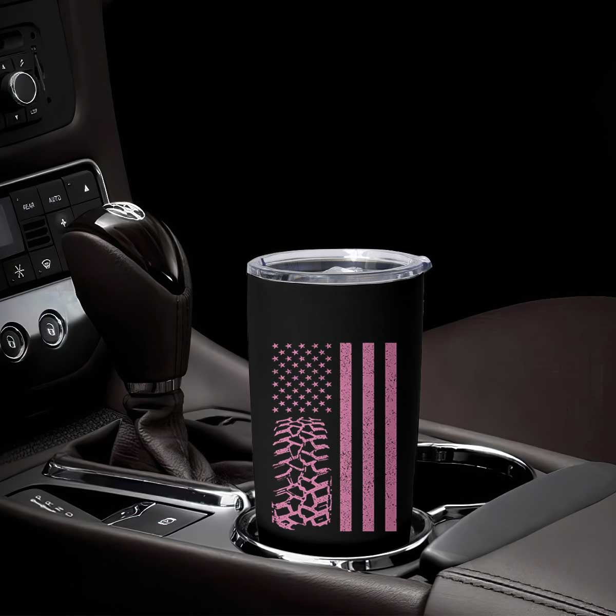 Off Road Car Wheel Vintage Pink American Flag Tumbler Cup TS11 Print Your Wear