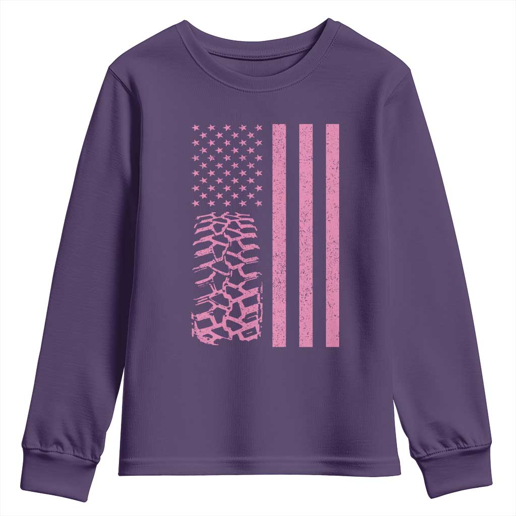 Off Road Car Wheel Vintage Pink American Flag Youth Sweatshirt TS11 Purple Print Your Wear
