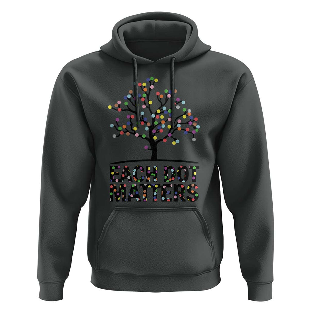 Happy Dot Day Hoodie Each Dot Matters Colorful Dots Tree TS11 Dark Heather Print Your Wear