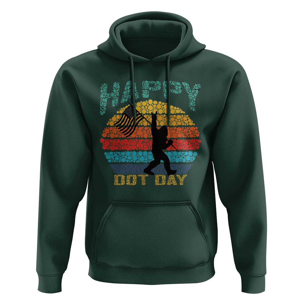 Happy Dot Day Bigfoot Hoodie American Flag Retro Sunset TS11 Dark Forest Green Print Your Wear