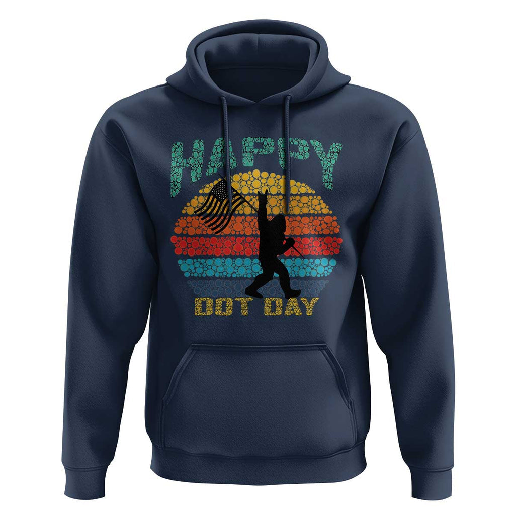 Happy Dot Day Bigfoot Hoodie American Flag Retro Sunset TS11 Navy Print Your Wear