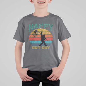 Happy Dot Day Bigfoot T Shirt For Kid American Flag Retro Sunset TS11 Charcoal Print Your Wear