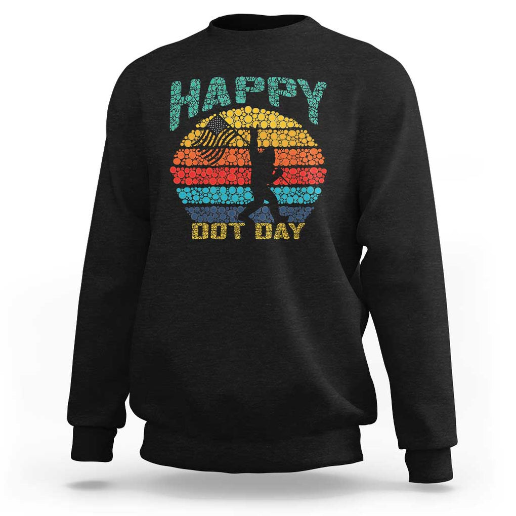 Happy Dot Day Bigfoot Sweatshirt American Flag Retro Sunset TS11 Black Print Your Wear