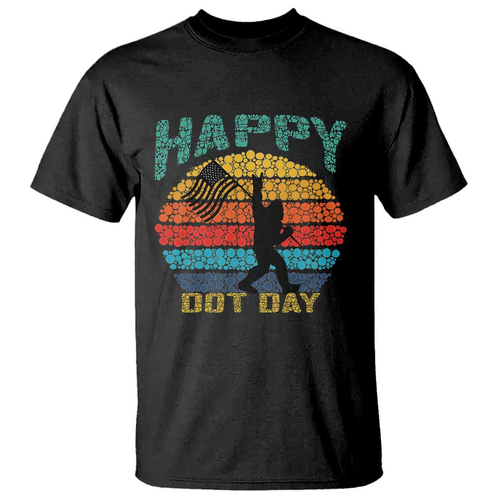 Happy Dot Day Bigfoot T Shirt American Flag Retro Sunset TS11 Black Print Your Wear