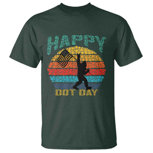 Happy Dot Day Bigfoot T Shirt American Flag Retro Sunset TS11 Dark Forest Green Print Your Wear